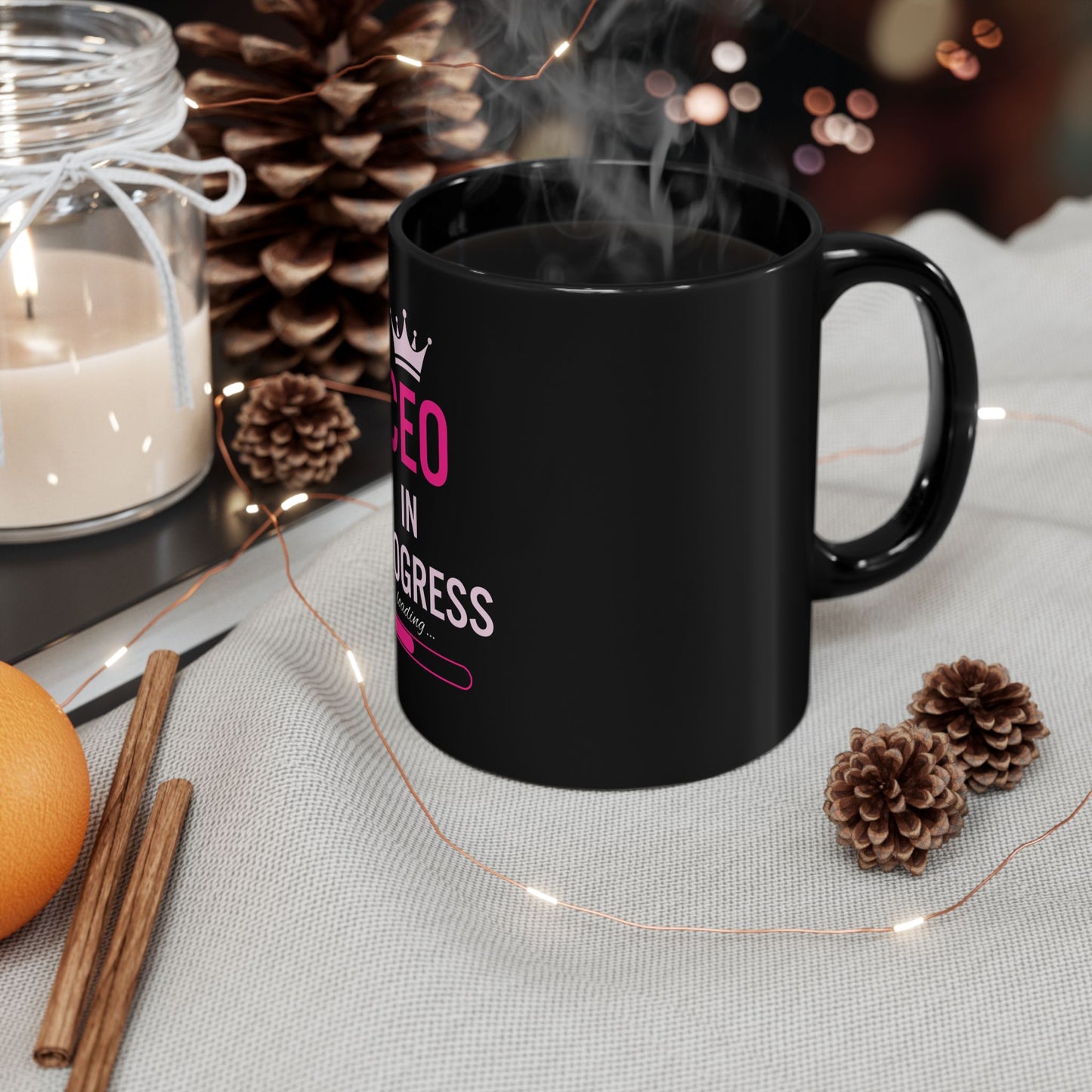 CEO In Progress Black Coffee Mug